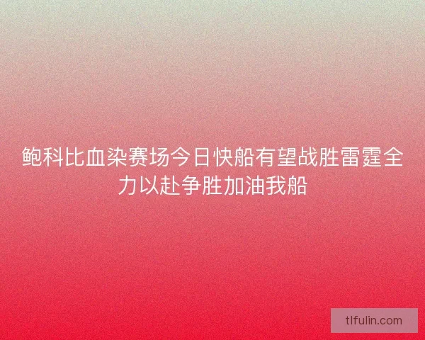 鲍科比血染赛场今日快船有望战胜雷霆全力以赴争胜加油我船