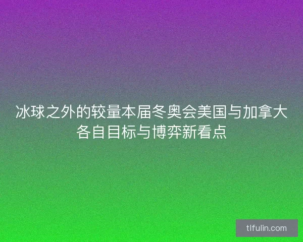 冰球之外的较量本届冬奥会美国与加拿大各自目标与博弈新看点